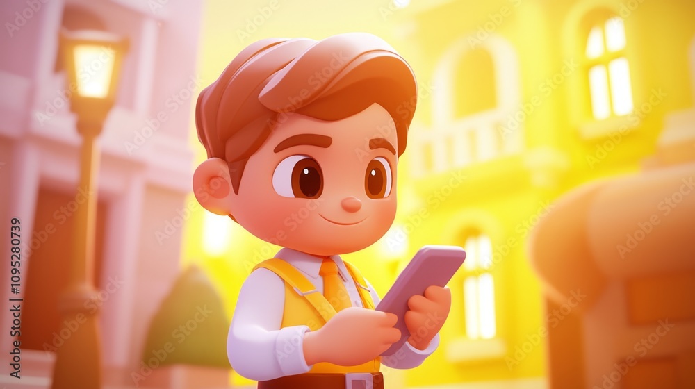 Social Media News Update Pastel colored 3D cartoon style illustration.