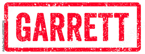 Garrett Stamp Transparent Seal, Red Grunge Garrett Word Rubber Stamp Seal Text Effect photo