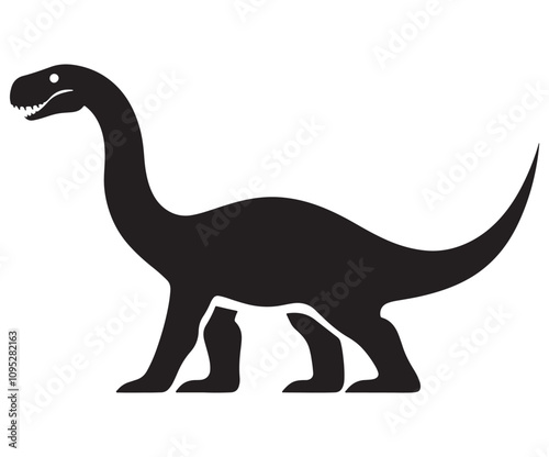 Barosaurus Silhouette on White Background, Minimalist Barosaurus Dinosaur Silhouette, Barosaurus Silhouette Sticker Set, Barosaurus Silhouette Logo Design.
