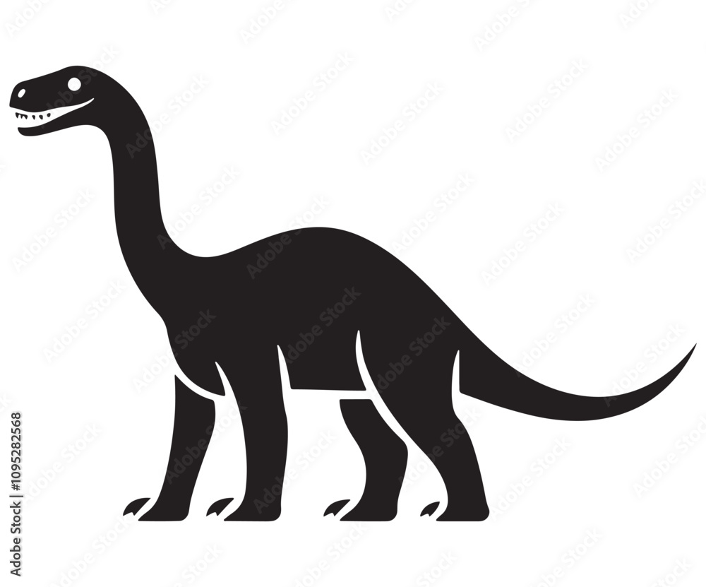 Fototapeta premium Barosaurus Silhouette on White Background, Minimalist Barosaurus Dinosaur Silhouette, Barosaurus Silhouette Sticker Set, Barosaurus Silhouette Logo Design.