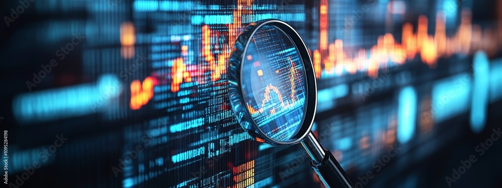 Digital Security Under the Magnifying Glass.Concept of Cybersecurity, digital privacy, vulnerability assessment, risk management,Cybersecurity, IT security, information technology, software developmen Digital Security Under the Magnifying Glass.Concept of Cybersecurity, digital privacy, vulnerability assessment, risk management,Cybersecurity, IT security, information technology, software developmen