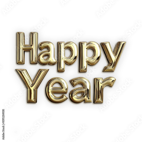 HAppy Year 3d golden text
