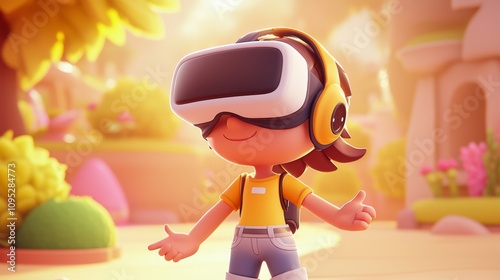 Obraz na płótnie Virtual Reality Gaming Pastel colored 3D cartoon style illustration. w salonie