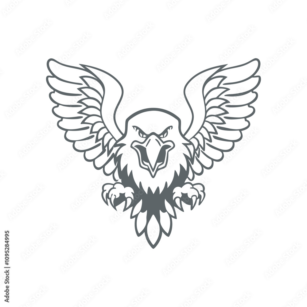 Fototapeta premium Eagle Mascot Logo silhouette Vector Wings Spread Design