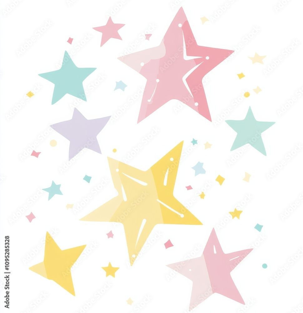 Obraz premium Abstract design of pastel-colored stars on a white background