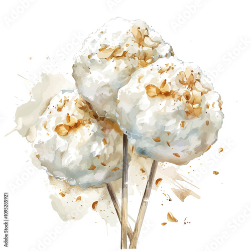 A watercolor of Cotton Candy, isolated on a white background. Cotton Candy vector.