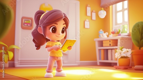 Obraz na płótnie Smart Home Energy Monitoring Pastel colored 3D cartoon style illustration. w salonie