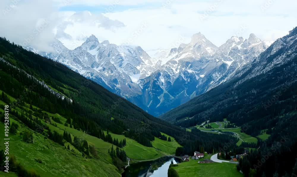 tranquil descent into bregaglia valley and maloja pass in switzerland tranquil descent into bregaglia valley and maloja pass in switzerland