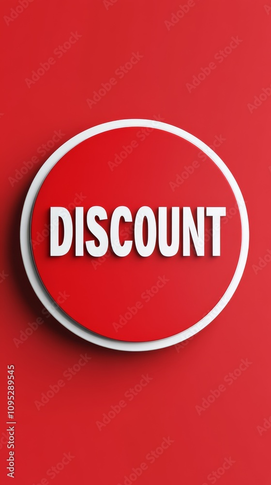 Red Discount Circle: Bold white lettering proclaims Red Discount Circle: Bold white lettering proclaims