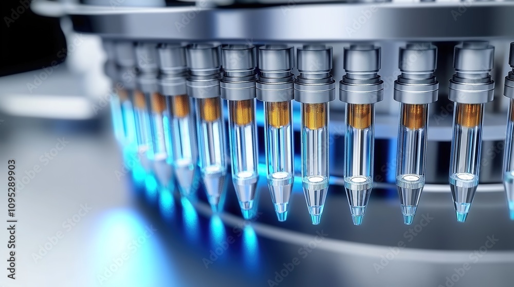 Advanced Pharmaceutical Inspection Machine 3D Illustration, Vial and Ampoule Quality Control System Advanced Pharmaceutical Inspection Machine 3D Illustration, Vial and Ampoule Quality Control System