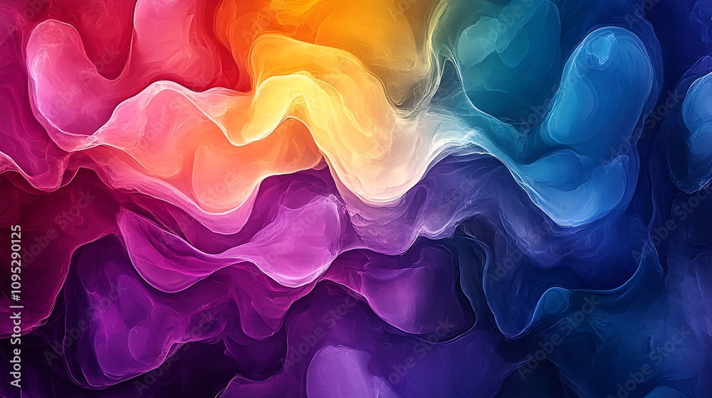 Fototapeta premium Vivid alcohol ink art with swirling liquid paint forming abstract textures
