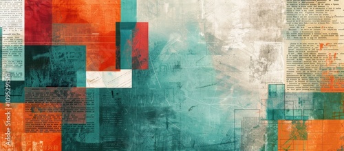 Abstract Art with Geometric Shapes and Grunge Texture