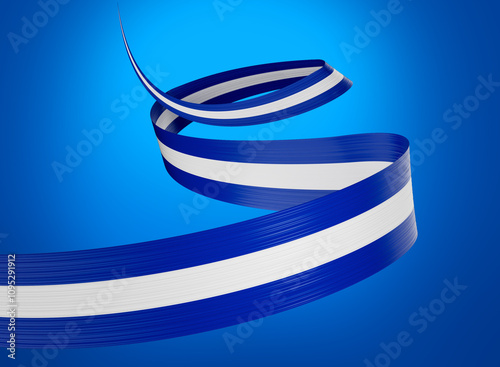 3d Flag Of El Salvador 3d Wavy Shiny El Salvador Ribbon Isolated On Blue Background 3d Illustration photo