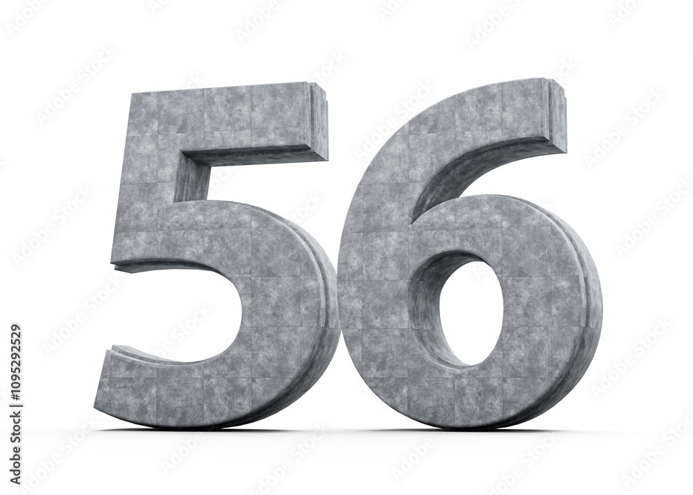 Concrete Number Fifty Six 56 Digit Made Of Grey Concrete Stone White Background 3d Illustration Concrete Number Fifty Six 56 Digit Made Of Grey Concrete Stone White Background 3d Illustration