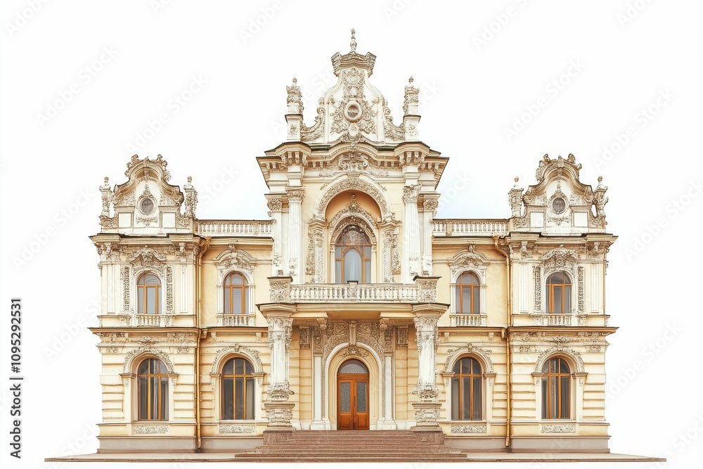 Ornate palace facade, grand architecture, isolated. Ornate palace facade, grand architecture, isolated.