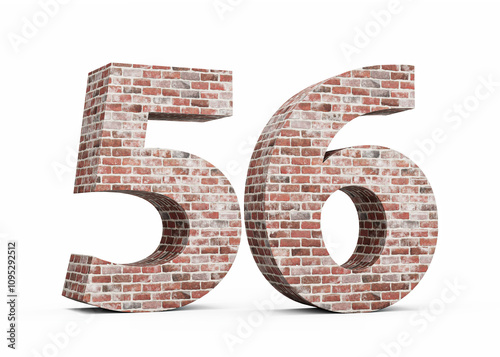 Number Fifty Six 56 Digit Made Of Old Grunge Texture Wall Of Bricks 3D Illustration