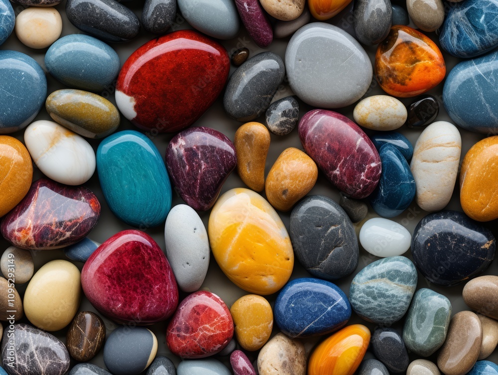 Background of coloured pebbles. Generative AI.