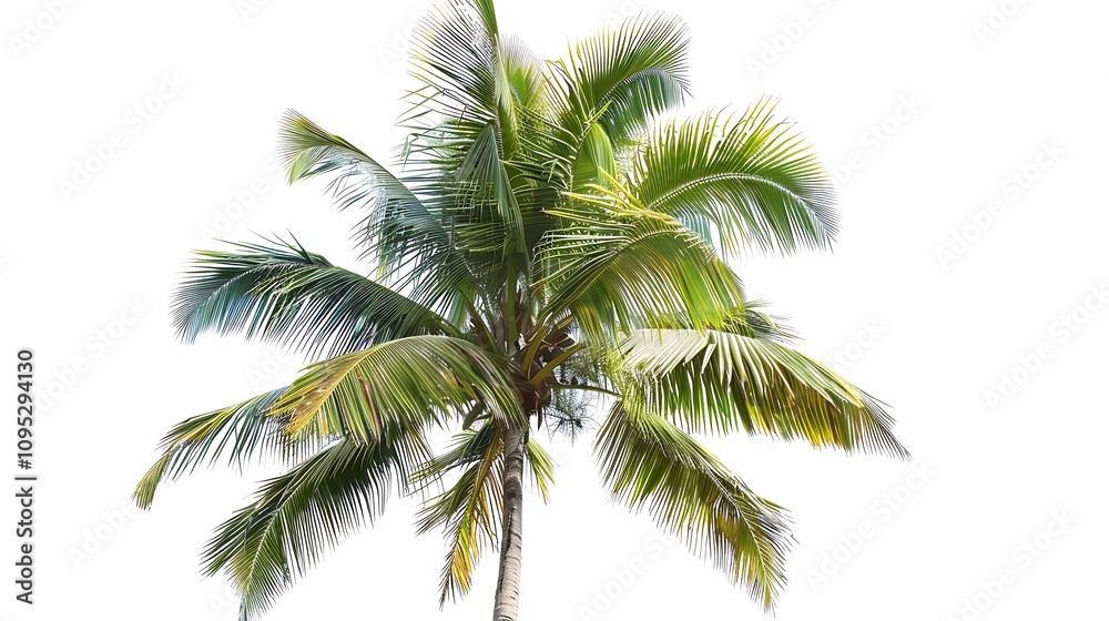 Fototapeta premium Palm trees on white background. Tropical palm trees on white background.
