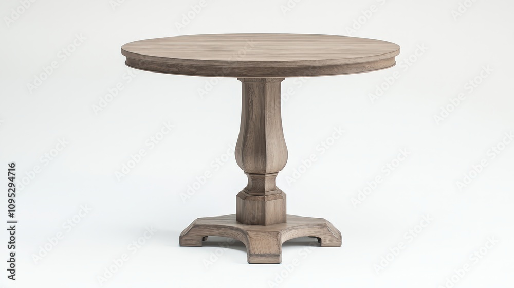 Rustic wooden round table on minimalist background for interior design Rustic wooden round table on minimalist background for interior design