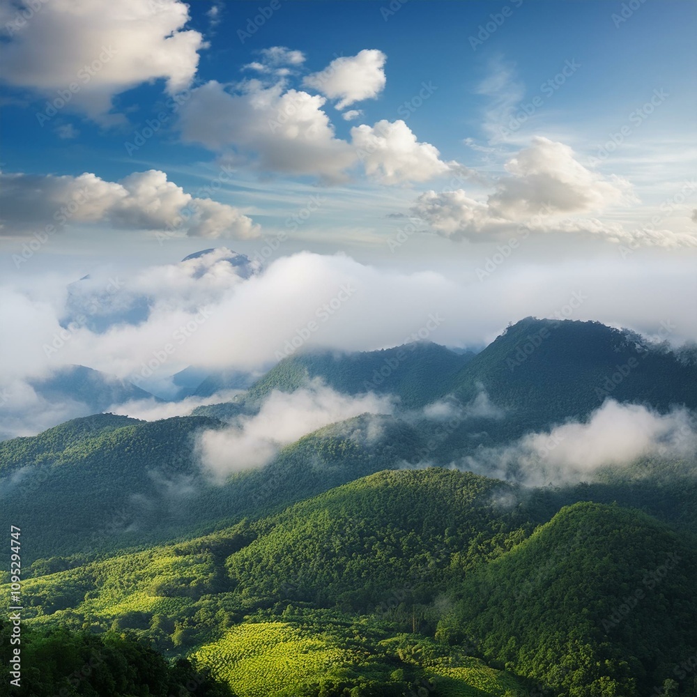 Green Field Beautiful Mount Sky and River Background AI Image Green Field Beautiful Mount Sky and River Background AI Image