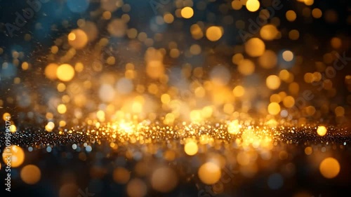 Luxury particles background golden shining dust bokeh glitter. 4K gold particles awards background is a motion graphics.