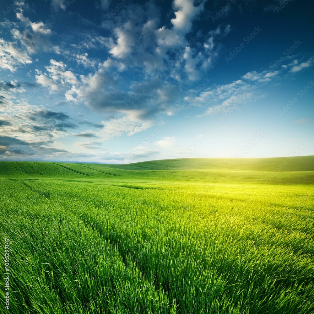 Green Field Beautiful Mount Sky and River Background AI Image Green Field Beautiful Mount Sky and River Background AI Image