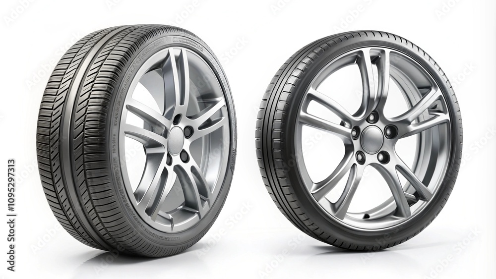 Profile and side profile view of a car wheel on white
Profile and side profile view of a car wheel on white