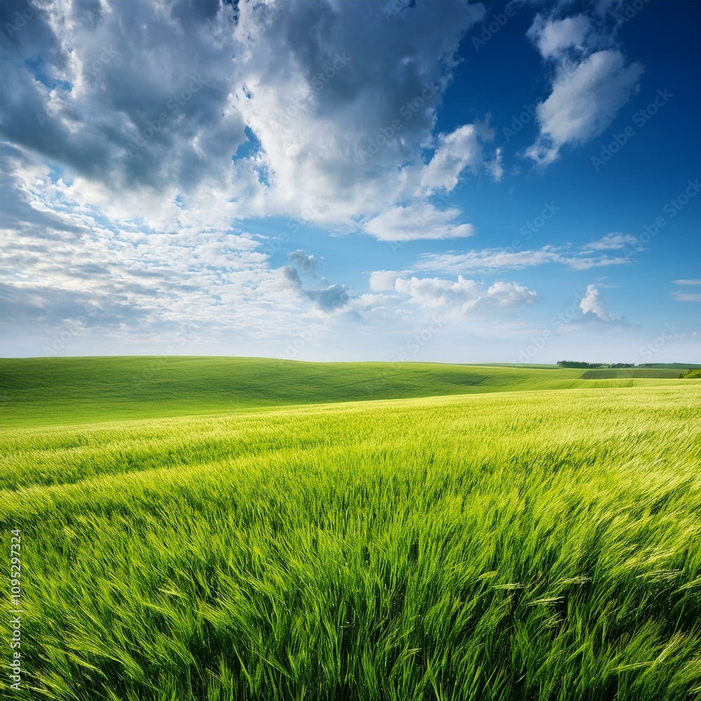 Green Field Beautiful Mount Sky and River Background AI Image Green Field Beautiful Mount Sky and River Background AI Image