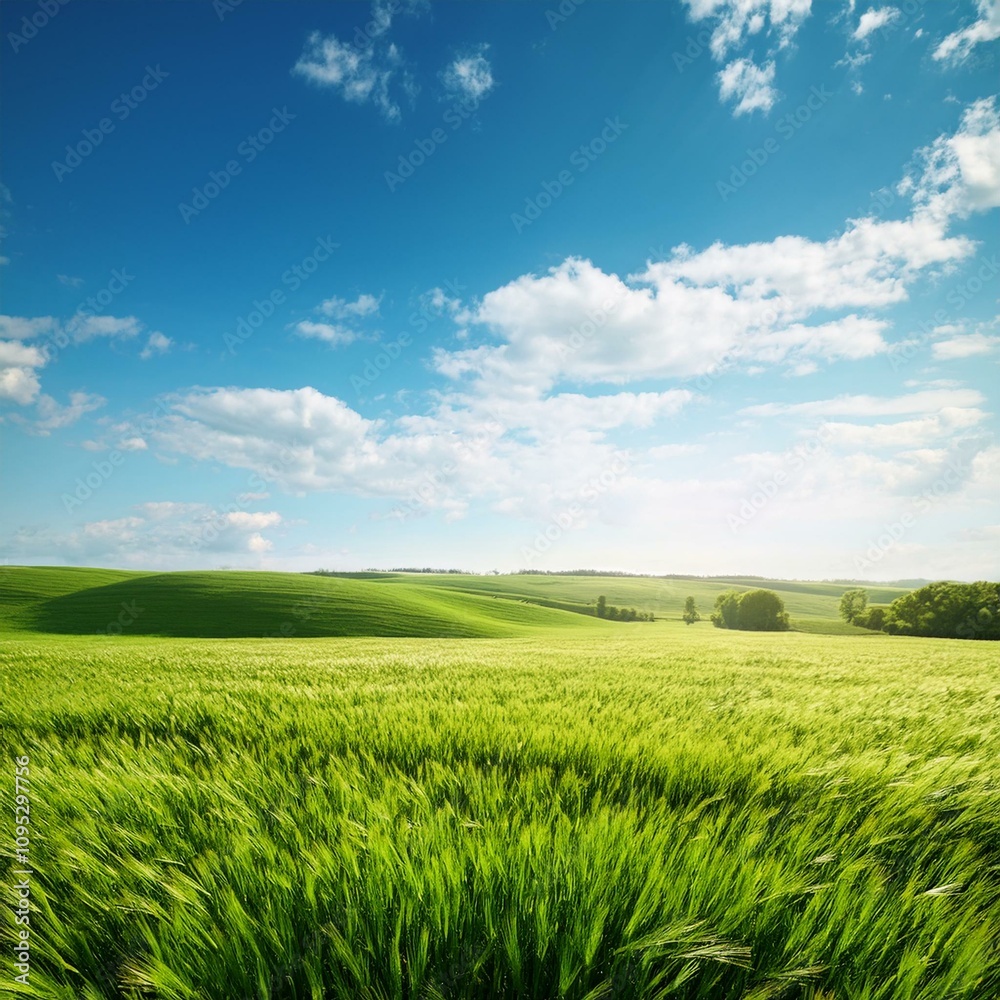Green Field Beautiful Mount Sky and River Background AI Image Green Field Beautiful Mount Sky and River Background AI Image