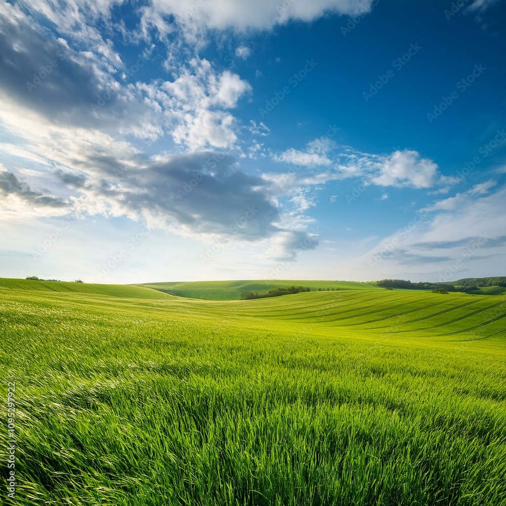 Green Field Beautiful Mount Sky and River Background AI Image Green Field Beautiful Mount Sky and River Background AI Image