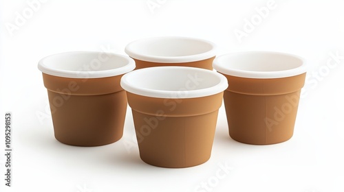 Minimalist terracotta pots with white rims - modern garden decor