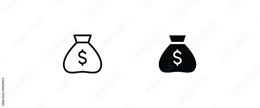 Sack icon, Money bag vector, sign, symbol, logo, illustration, editable stroke, flat design style isolated on white linear pictogram Sack icon, Money bag vector, sign, symbol, logo, illustration, editable stroke, flat design style isolated on white linear pictogram