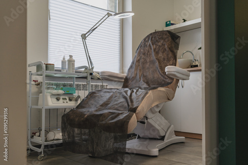 Specialized chair for conducting podiatric procedures in a beauty salon photo