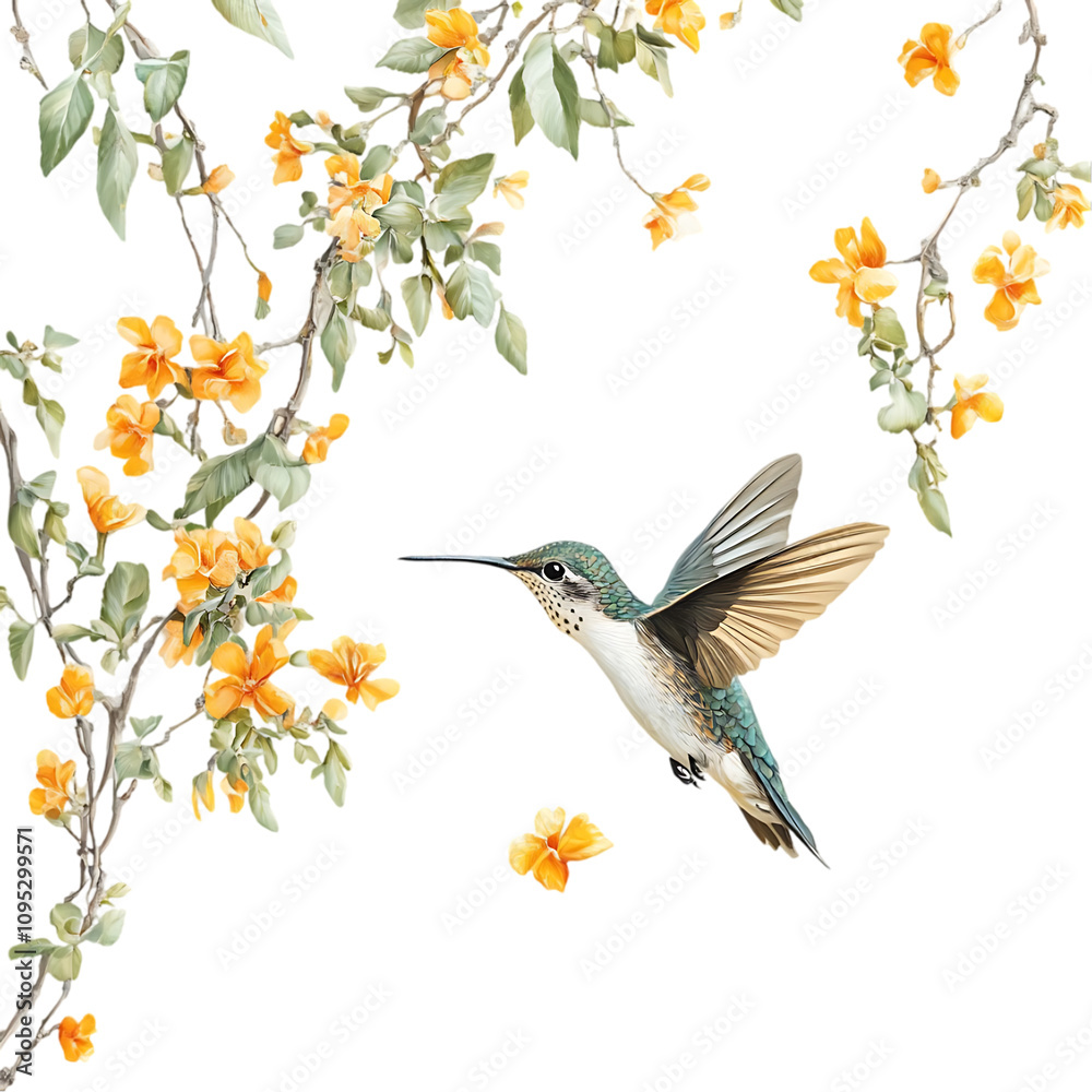 Fototapeta premium Hummingbird in Flight isolated transparent background