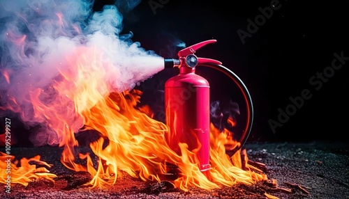  put out a fire with a fire extinguisher  photo