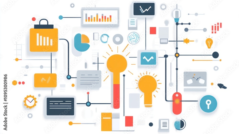 Illustration Automated Workflow Systems, Systems automating business workflows. Ai generated image Illustration Automated Workflow Systems, Systems automating business workflows. Ai generated image