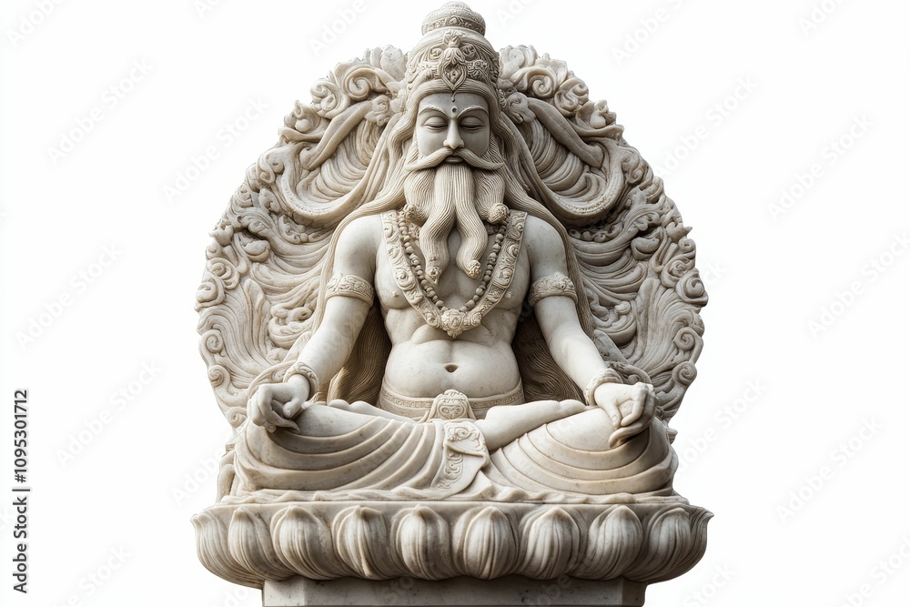 Ornate marble statue, serene deity, meditative pose. Ornate marble statue, serene deity, meditative pose.
