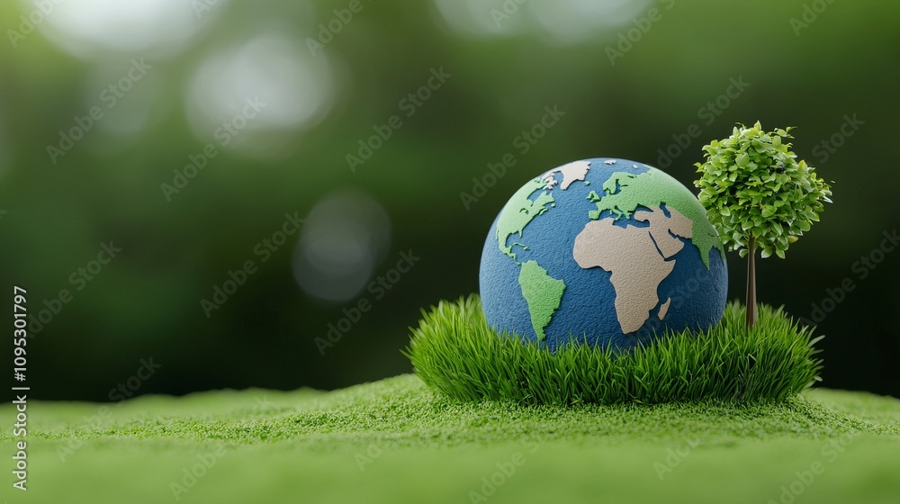 A virtual globe featuring circular economy icons set against a backdrop of natural landscapes and cityscapes; circular economy represents sustainable business growth through AI generative techniques. A virtual globe featuring circular economy icons set against a backdrop of natural landscapes and cityscapes; circular economy represents sustainable business growth through AI generative techniques.