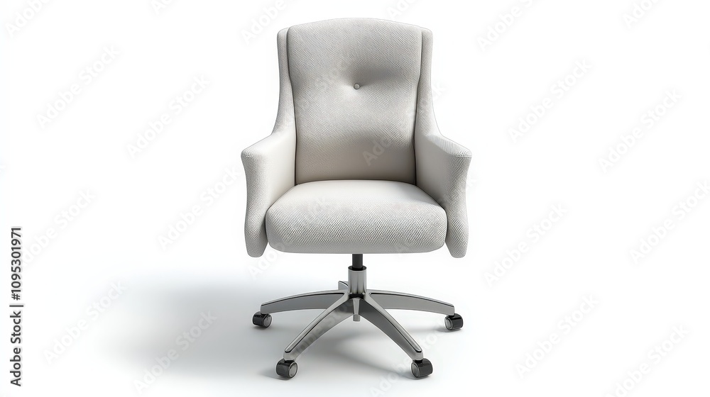 Modern white office chair on wheels with ergonomic design for comfortable workspace Modern white office chair on wheels with ergonomic design for comfortable workspace