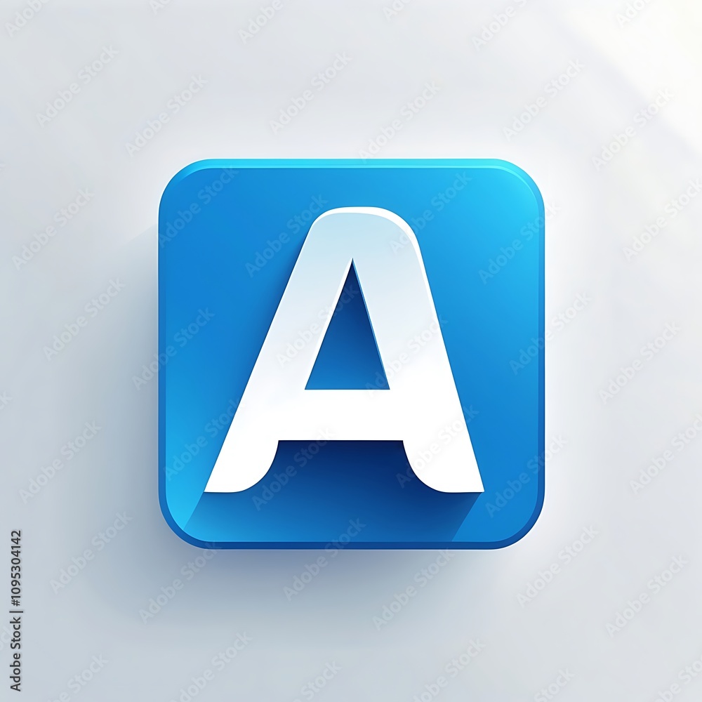 letter A icon in dodger blue square for UI UX letter A icon in dodger blue square for UI UX
