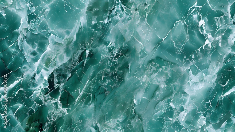 Obraz premium Green Marble Texture with White Veins Seamless Pattern Background.