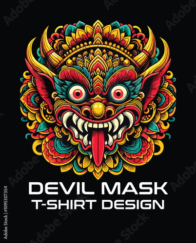 Devil Mask Vector T Shirt Design