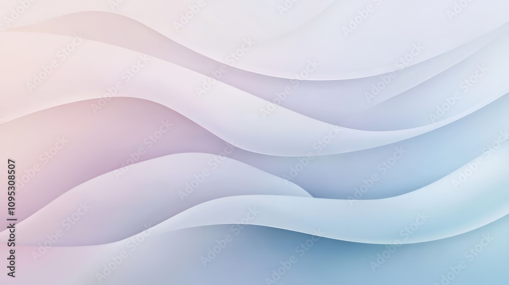 Obraz premium Soft flowing waves in tranquil pastel tones create an ethereal ambiance for artistic backgrounds.