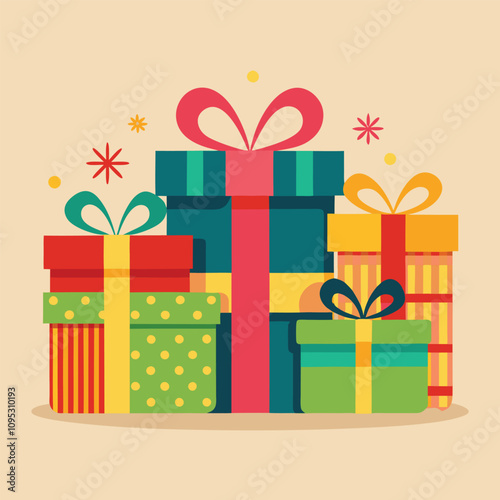 Illustrated set of colorful gift boxes