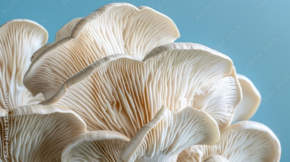 Close Up of Oyster Mushrooms with Delicate Texture