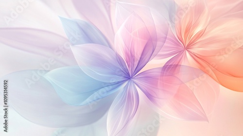 Dreamy Pastel Flower Design with Translucent Petals | Abstract Floral Background in Lavender, Peach, and Mint | High Resolution Image