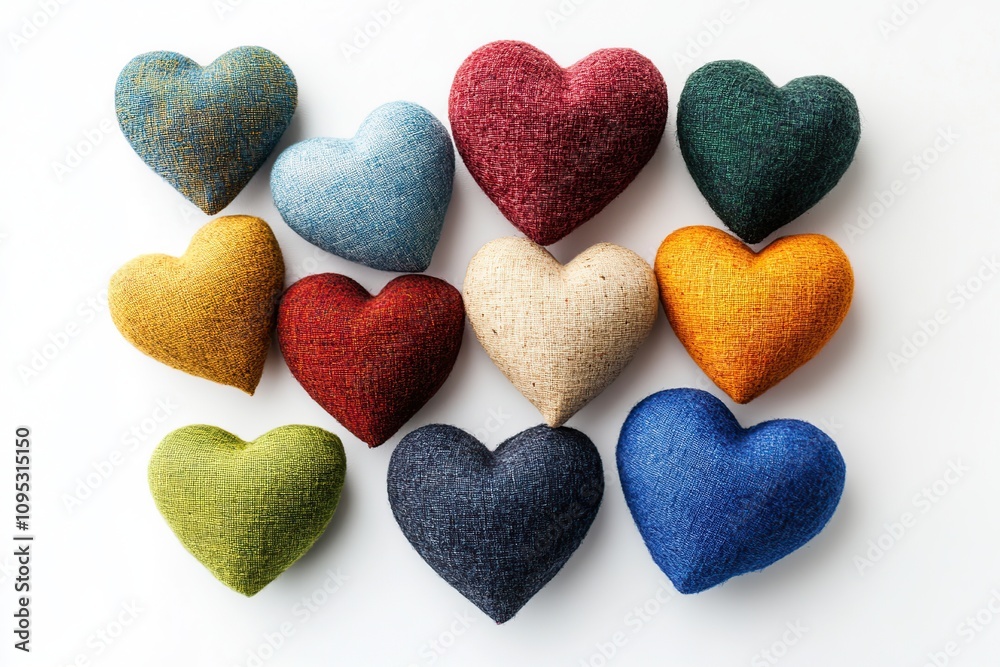 Obraz premium Handmade sewn fabric hearts for Valentines's Day