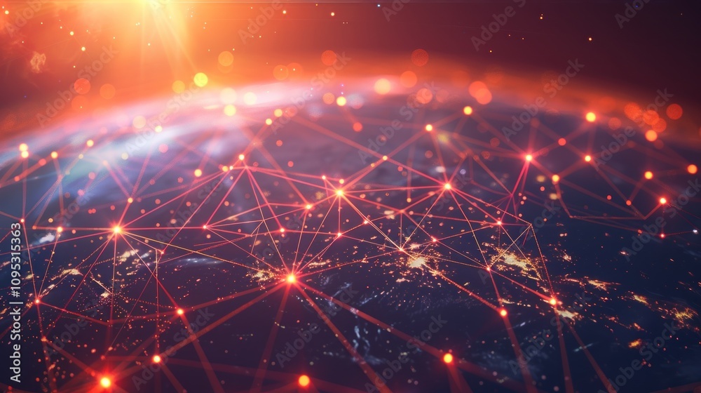 Obraz premium Global Network Connection Visualization