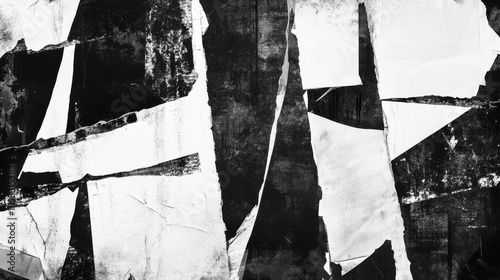 Wallpaper Mural Abstract black and white collage featuring torn paper textures creating a striking visual contrast. Torontodigital.ca