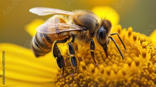 Close-up of a Bee Collecting Pollen